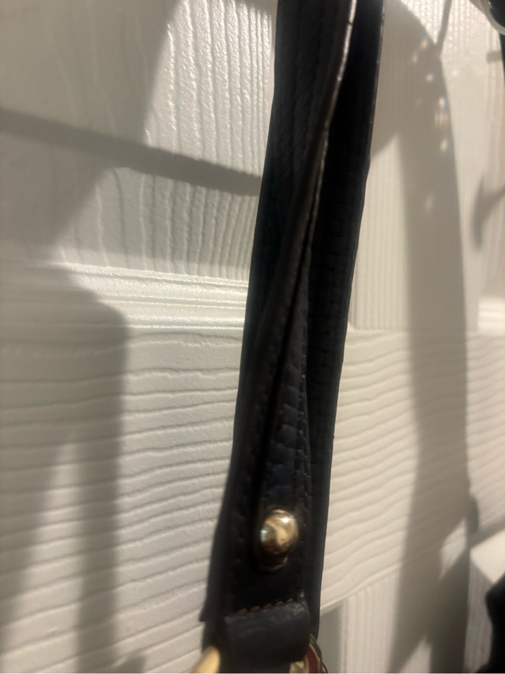 b. makowsky Navy Leather Shoulder Bag with Gold Hardware - Picture 6 of 10